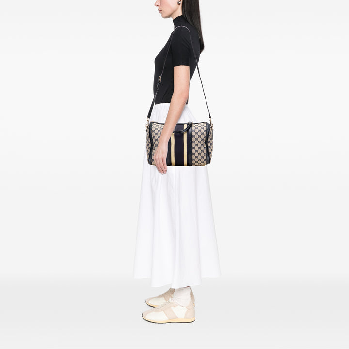 GG Canvas Web Joy Boston Bag Brown - Gaby Paris