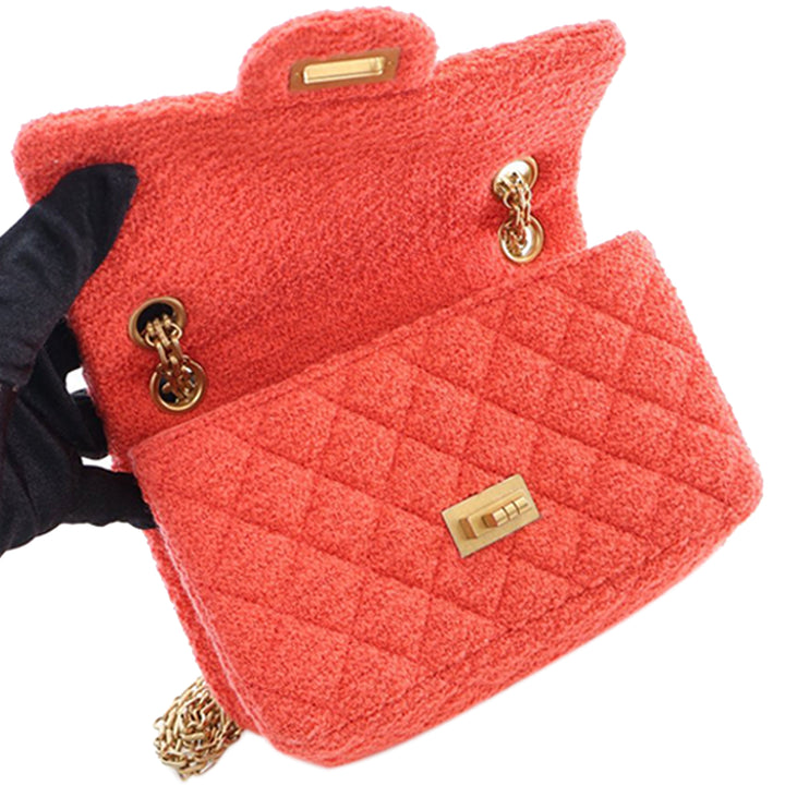 Chanel Mini Reissue 2.55 Tweed Simple rabat 224 Rouge