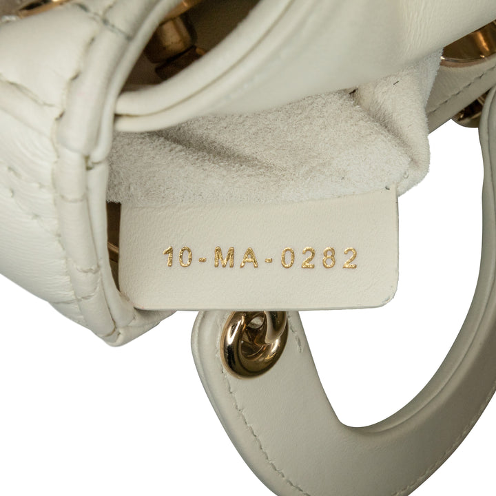 Dior Micro Lambskin Cannage Lady Dior White - GABY PARIS