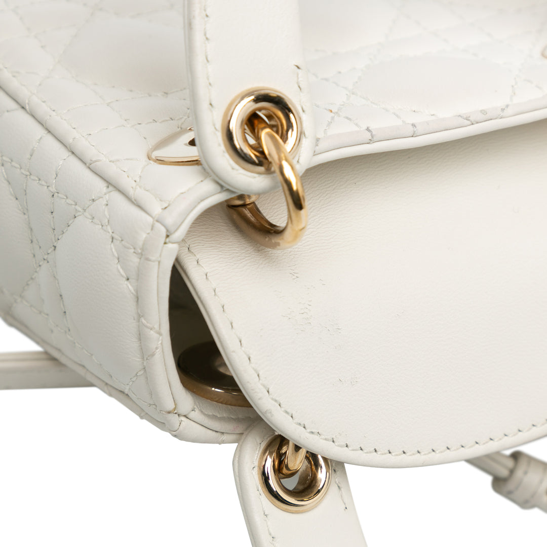 Dior Micro Lambskin Cannage Lady Dior White - GABY PARIS