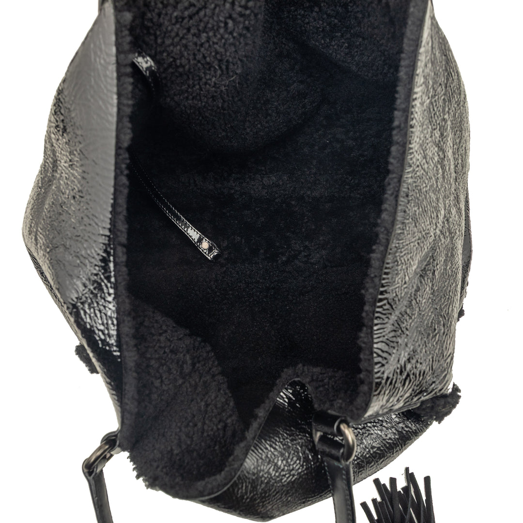 Shearling à finitions Soho Cellarius Cabas Moyen Noir