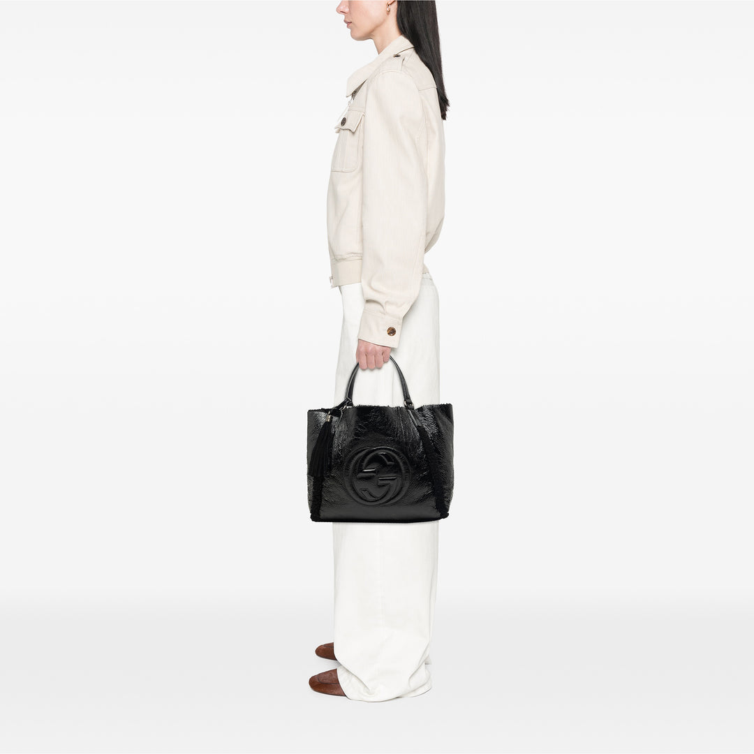 Shearling à finitions Soho Cellarius Cabas Moyen Noir