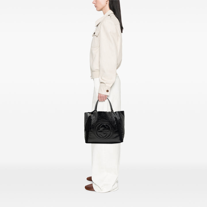 Shearling à finitions Soho Cellarius Cabas Moyen Noir