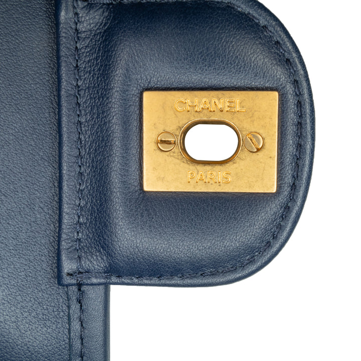 Small Tweed School Memory Top Handle Flap Blue - Gaby Paris