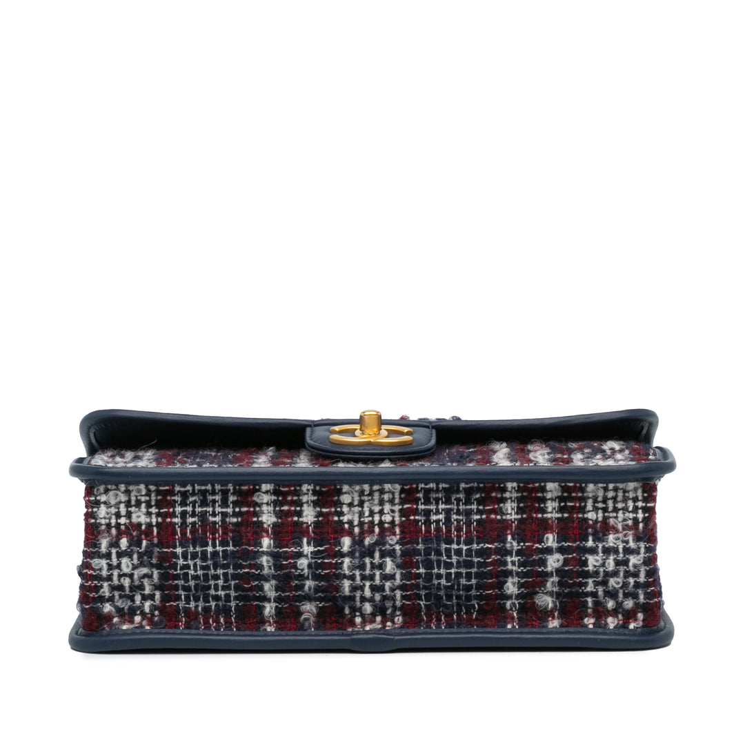 Small Tweed School Memory Top Handle Flap Blue - Gaby Paris