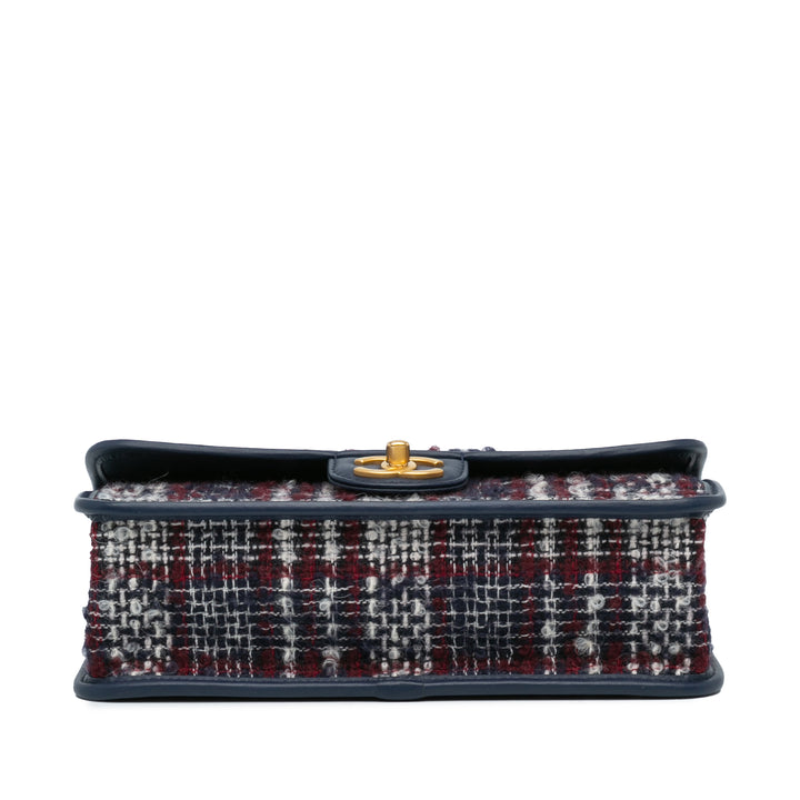 Small Tweed School Memory Top Handle Flap Blue - Gaby Paris