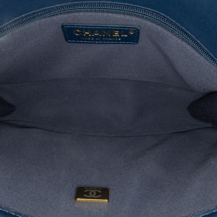 Small Tweed School Memory Top Handle Flap Blue - Gaby Paris