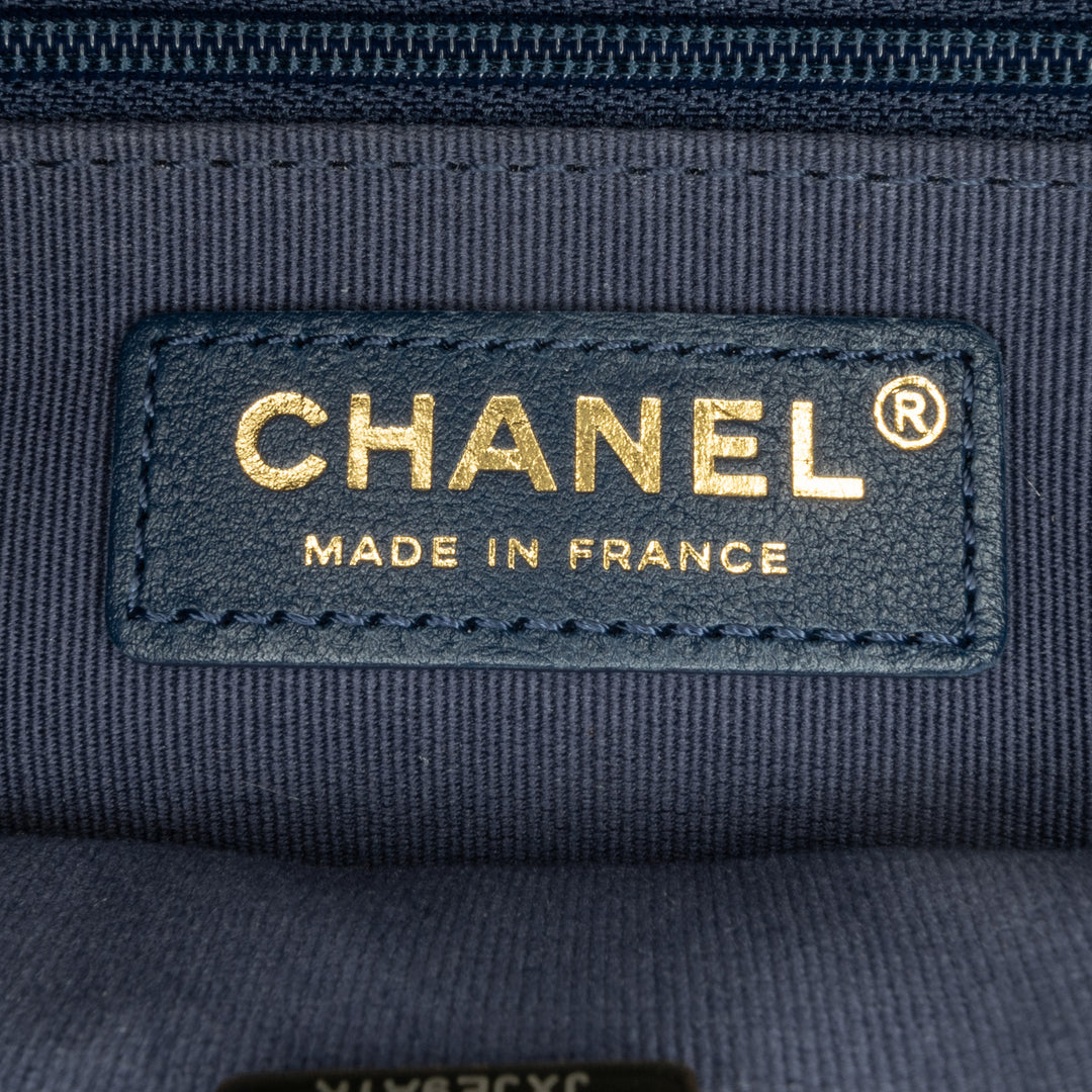 Small Tweed School Memory Top Handle Flap Blue - Gaby Paris