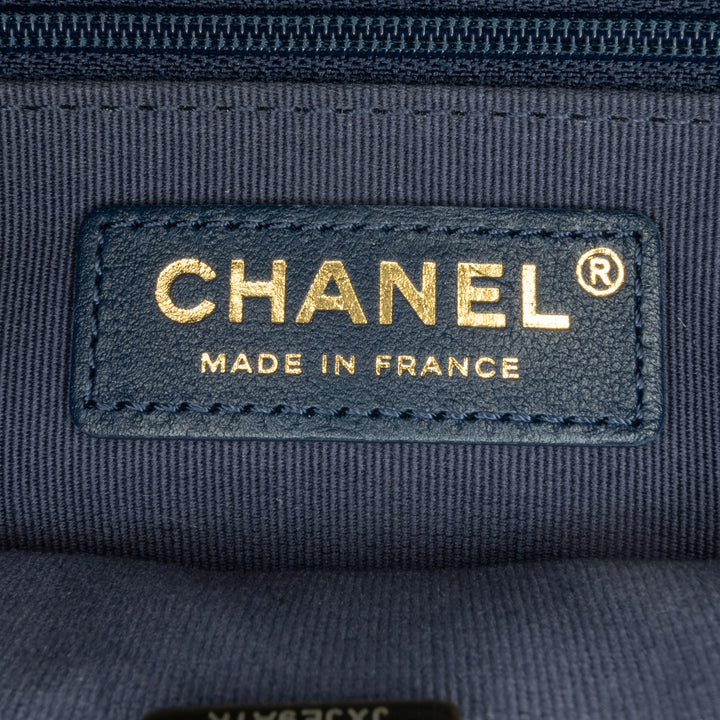 Small Tweed School Memory Top Handle Flap Blue - Gaby Paris