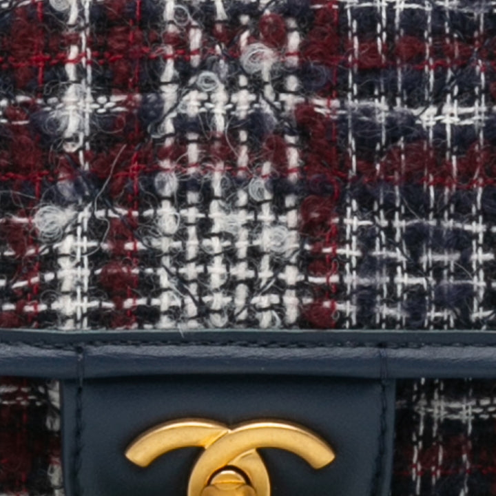 Small Tweed School Memory Top Handle Flap Blue - Gaby Paris