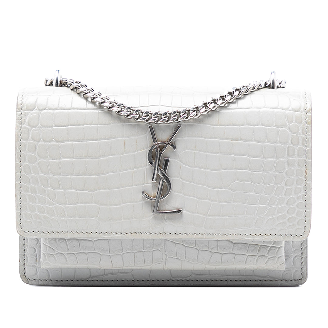 Saint Laurent Mini Croc embossé Cuir Monogram Sunset Wallet on Chain