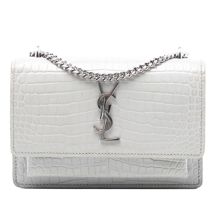 Saint Laurent Mini Croc embossé Cuir Monogram Sunset Wallet on Chain