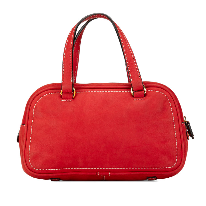 Leather Anagram Tassel Handbag Red - Gaby Paris