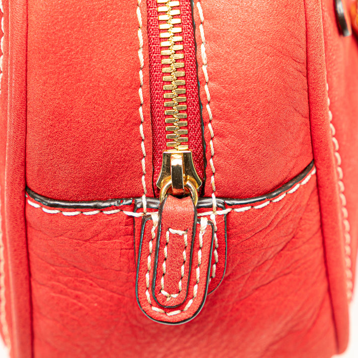 Leather Anagram Tassel Handbag Red - Gaby Paris