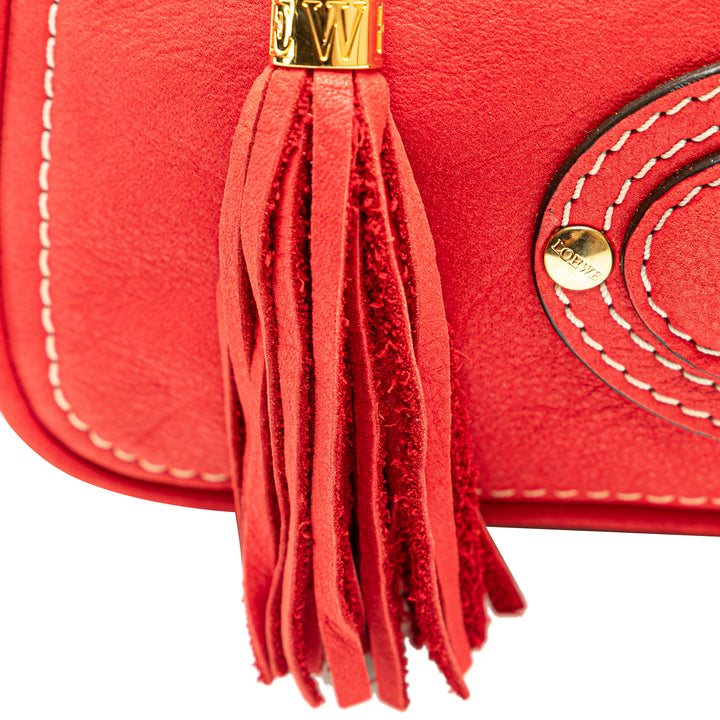 Leather Anagram Tassel Handbag Red - Gaby Paris