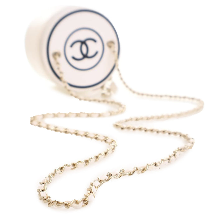 CC Lambskin Round Vanity Case White - Gaby Paris