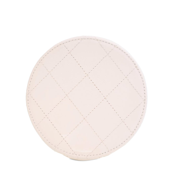CC Lambskin Round Vanity Case White - Gaby Paris