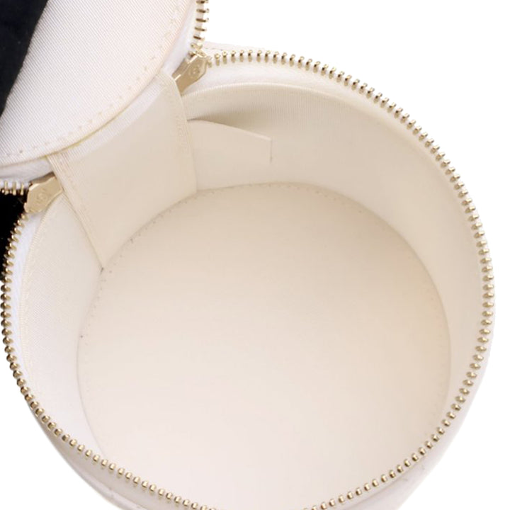 CC Lambskin Round Vanity Case White - Gaby Paris