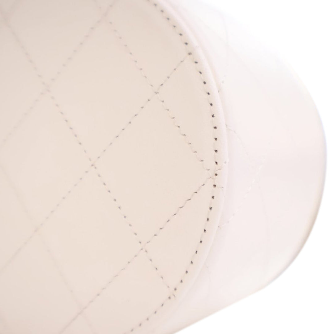CC Lambskin Round Vanity Case White - Gaby Paris