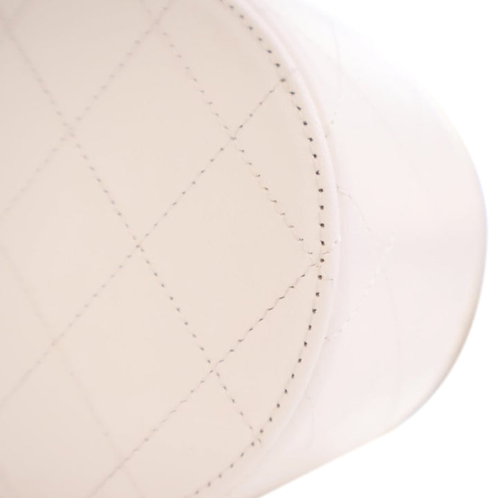 CC Lambskin Round Vanity Case White - Gaby Paris