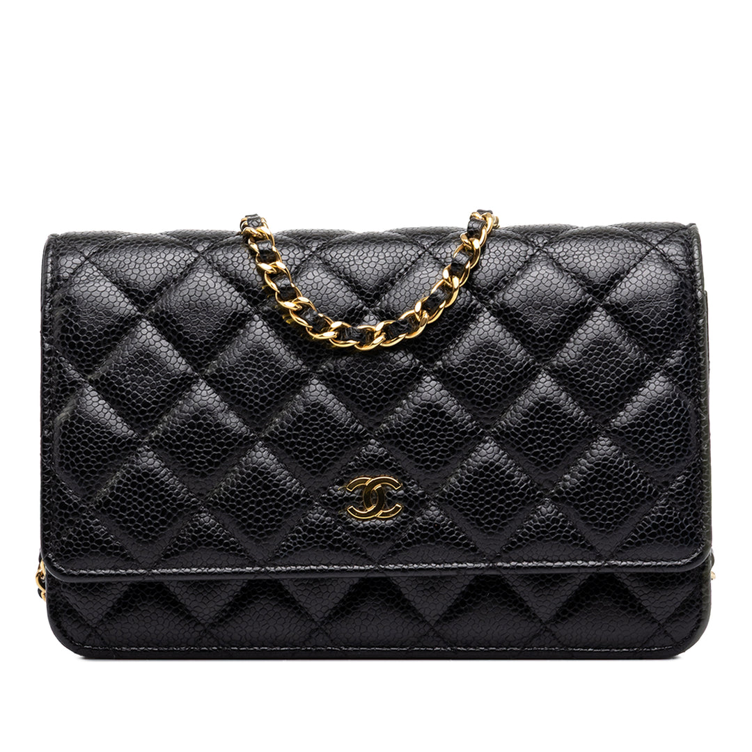 Chanel CC Matelassé Wallet on Chain Cuir caviar Noir – vue principale – GABY PARIS