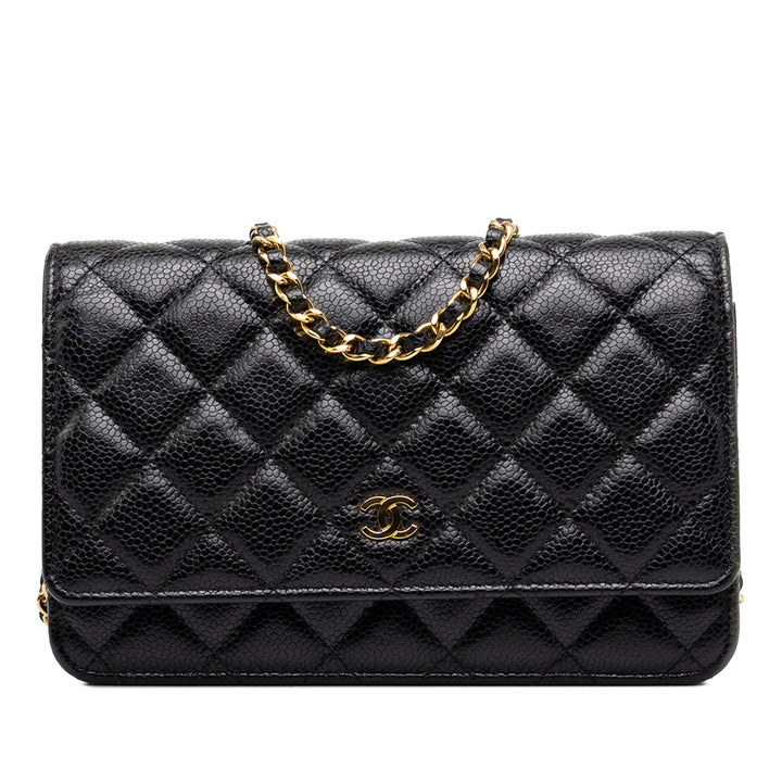 Chanel CC Matelassé Wallet on Chain Cuir caviar Noir – vue principale – GABY PARIS