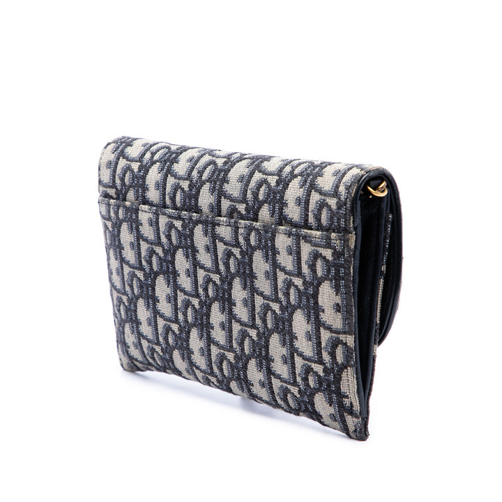 Dior Saddle Wallet on Chain Oblique Bleu
