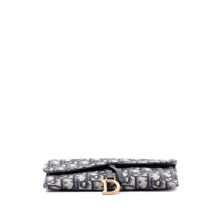 Dior Saddle Wallet on Chain Oblique Bleu