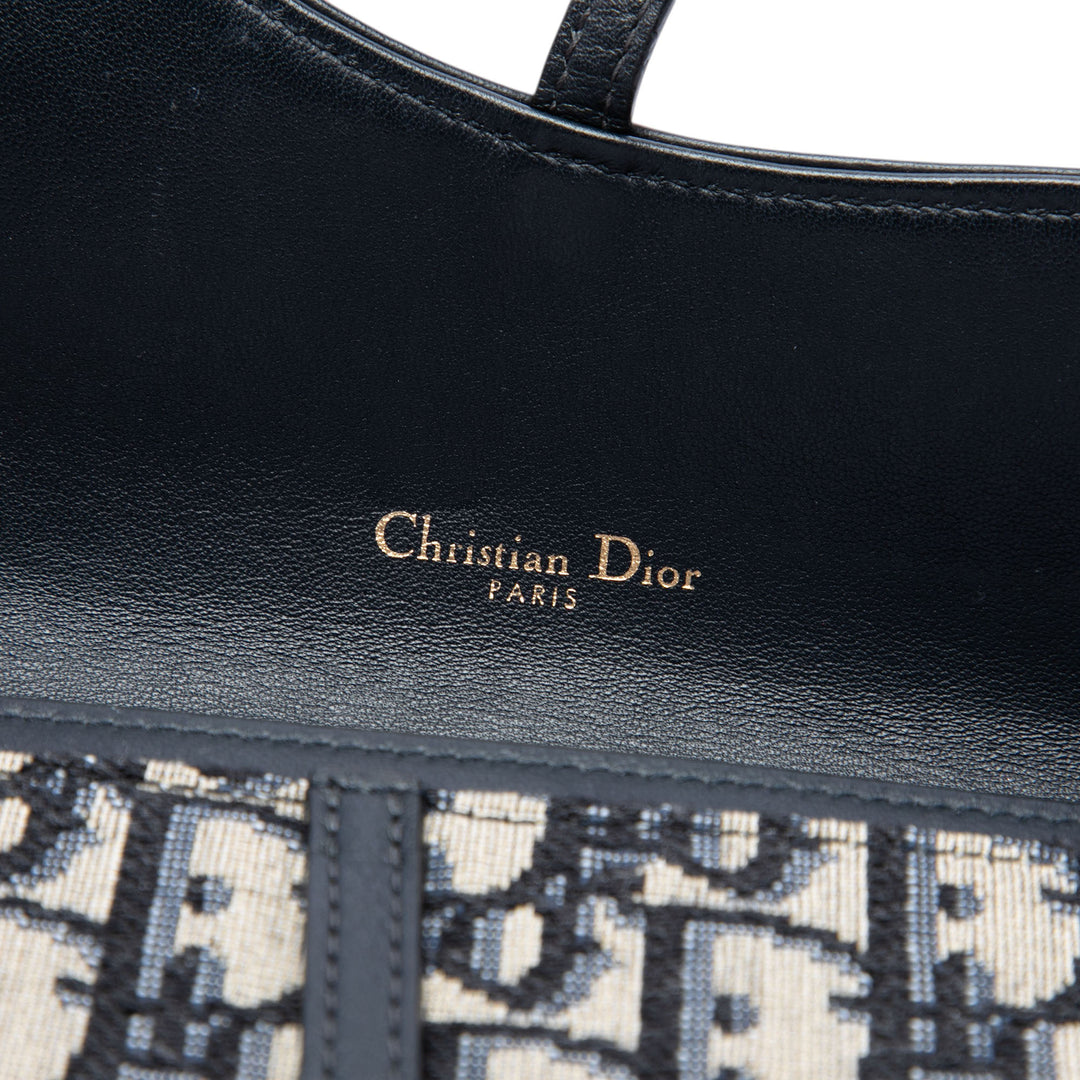 Dior Saddle Wallet on Chain Oblique Bleu