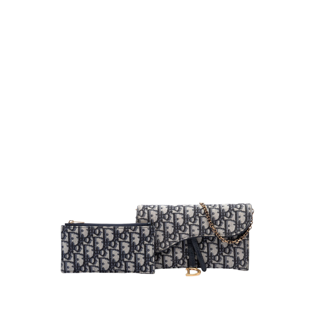 Dior Saddle Wallet on Chain Oblique Bleu