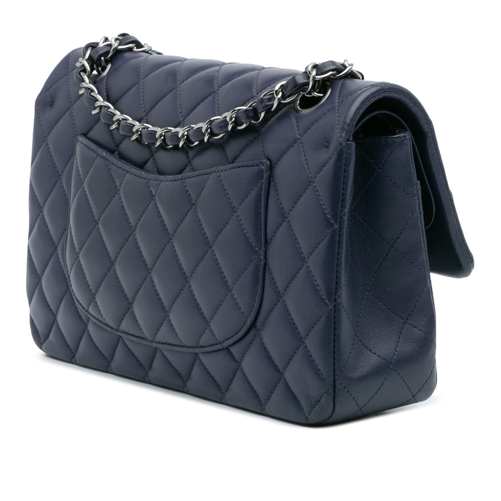 Chanel Medium Classic Cuir d’agneau Double rabat Bleu – GABY PARIS Authentique