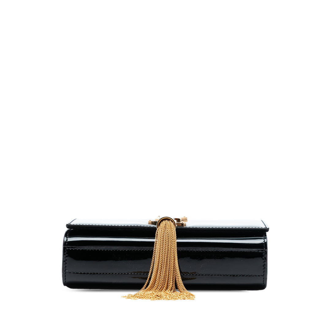 Saint Laurent Small Cuir verni Monogram Kate Pompon Sac porté croisé