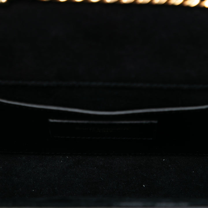 Saint Laurent Small Cuir verni Monogram Kate Pompon Sac porté croisé