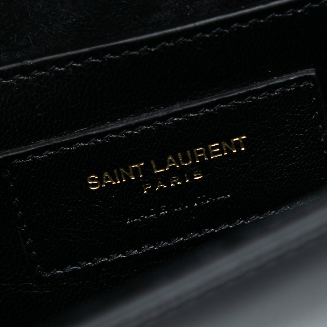Saint Laurent Small Cuir verni Monogram Kate Pompon Sac porté croisé