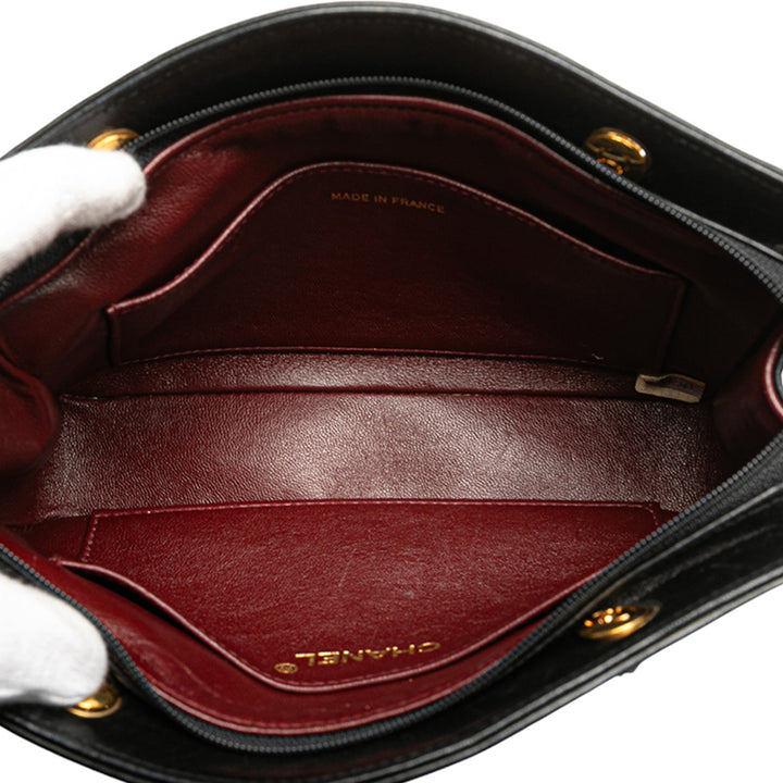 Chanel Quilted Cuir d’agneau Chain Sac à main Noir