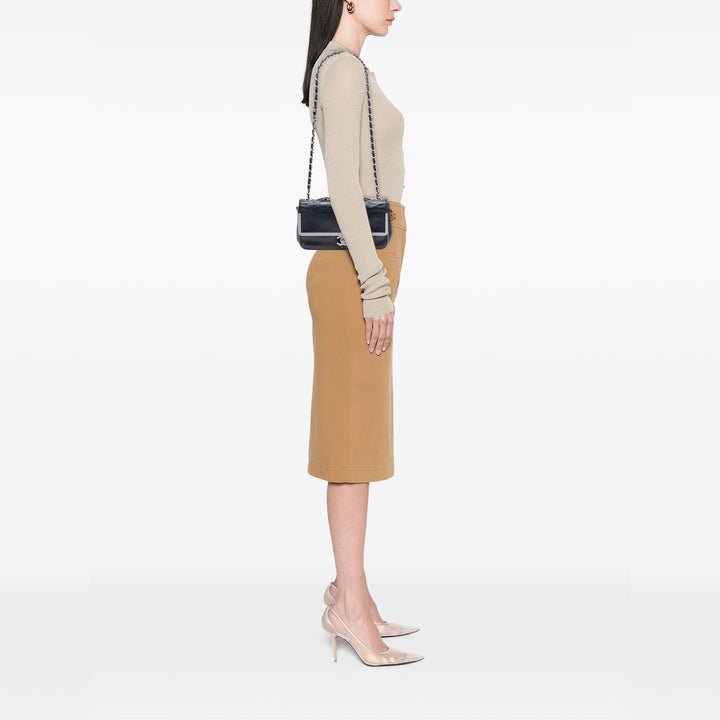 Chanel Small froissé Cuir verni Frame Simple rabat