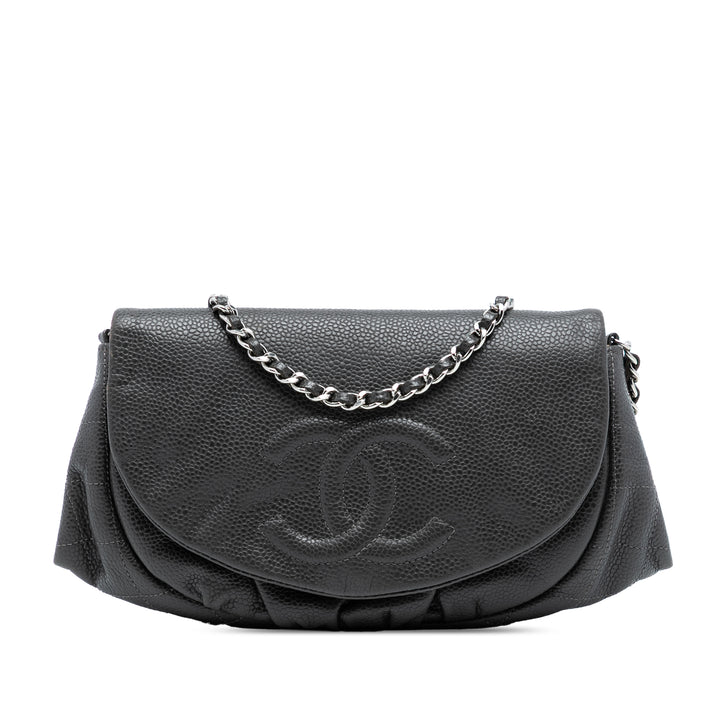 Chanel CC Caviar Half Moon Wallet on Chain