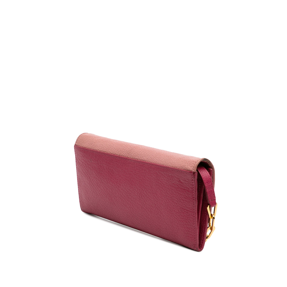 Bicolor Goatskin Madras Wallet on Chain Pink - Gaby Paris