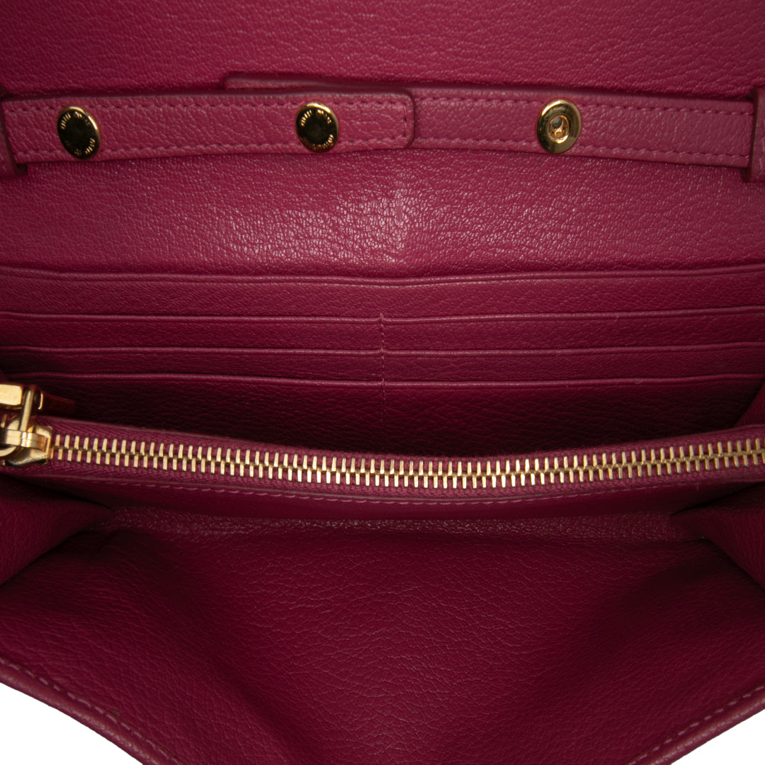 Bicolor Goatskin Madras Wallet on Chain Pink - Gaby Paris
