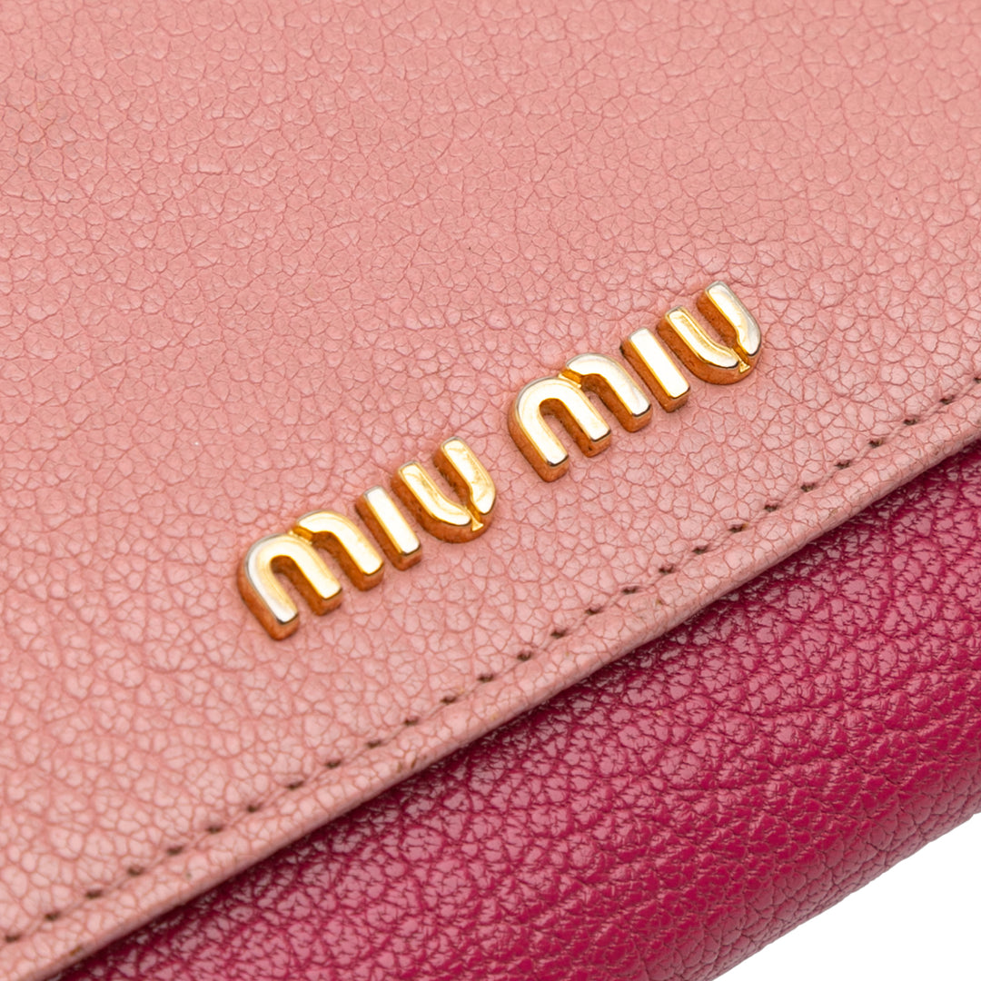 Bicolor Goatskin Madras Wallet on Chain Pink - Gaby Paris