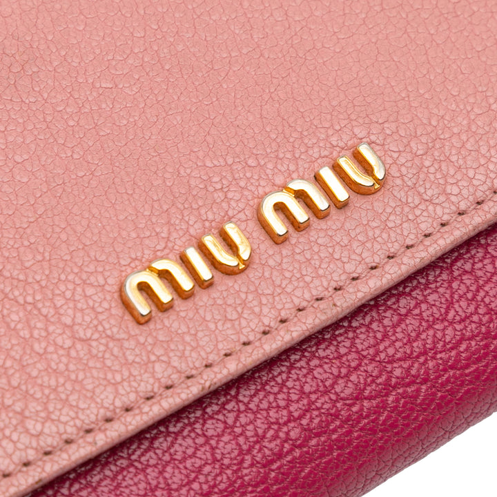 Bicolor Goatskin Madras Wallet on Chain Pink - Gaby Paris