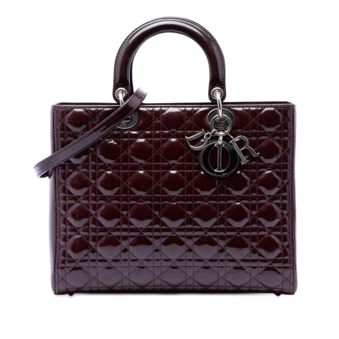 Dior Large Cuir verni Cannage Lady Dior