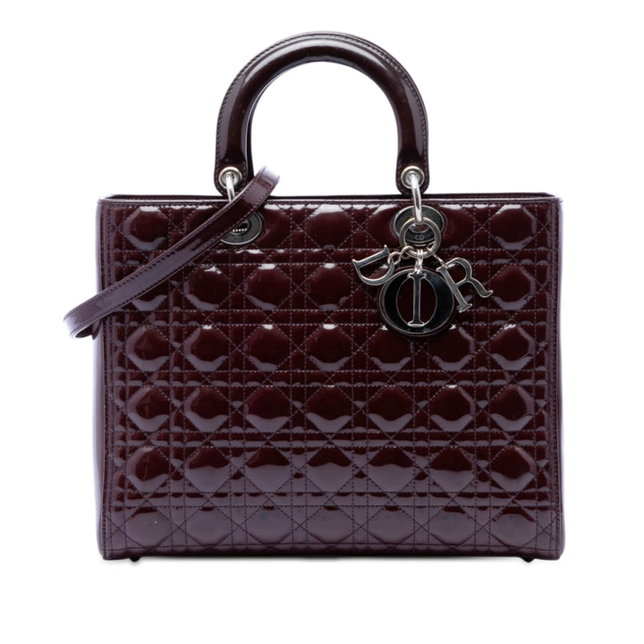 Dior Large Cuir verni Cannage Lady Dior
