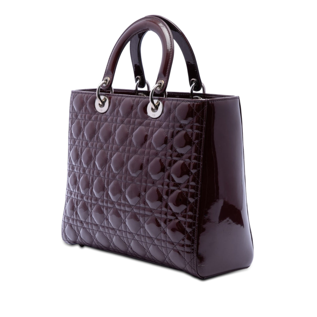Dior Large Cuir verni Cannage Lady Dior
