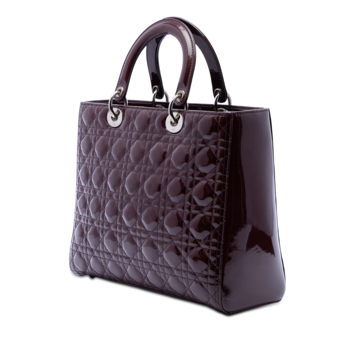 Dior Large Cuir verni Cannage Lady Dior