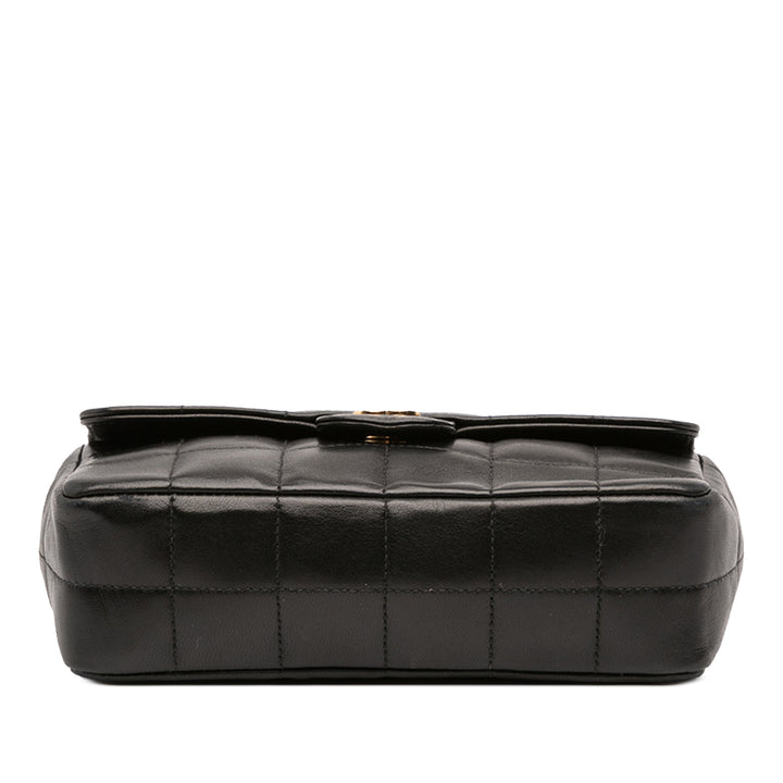 Chanel Mini Cuir d’agneau Chocolate Bar Camellia Flap Noir
