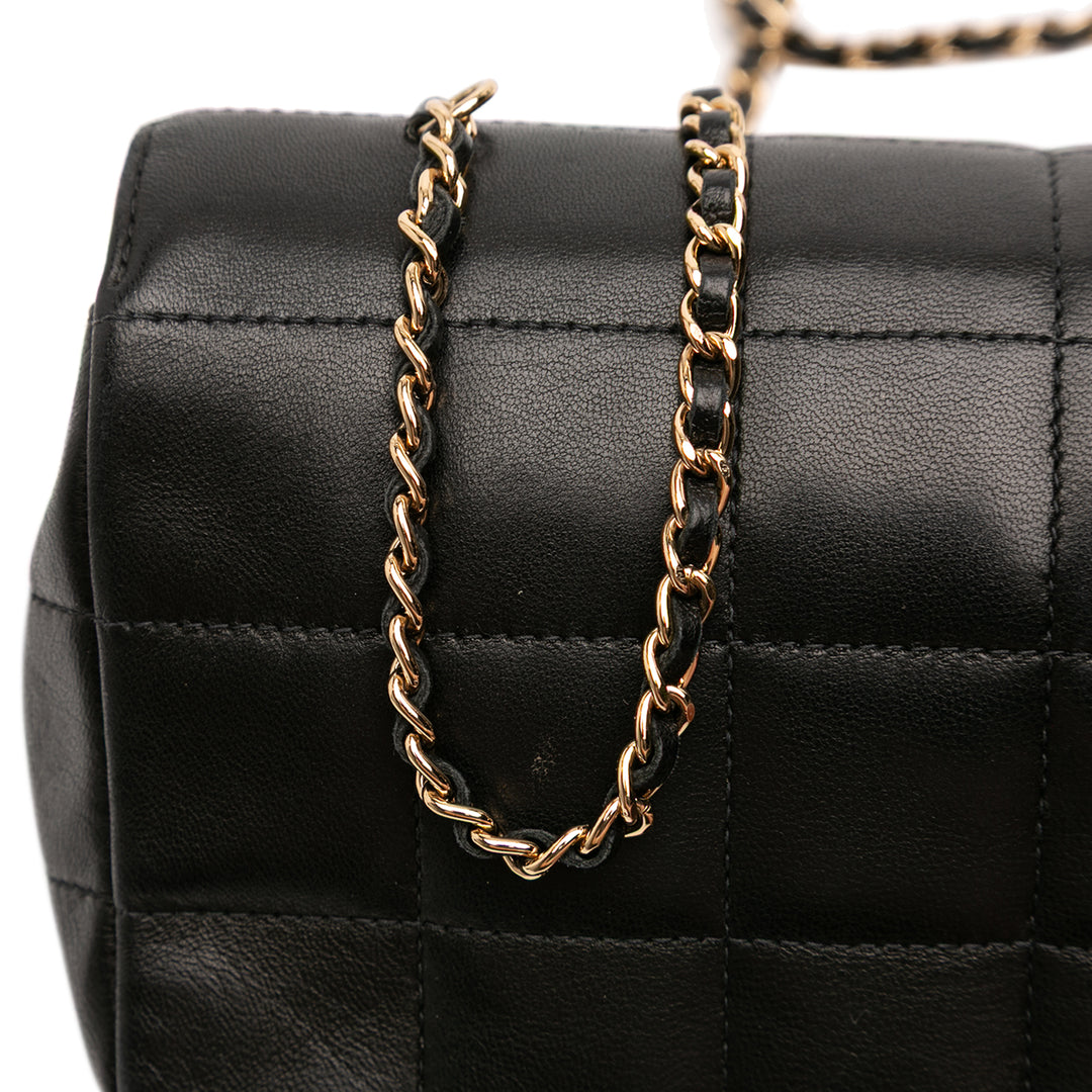 Chanel Mini Cuir d’agneau Chocolate Bar Camellia Flap Noir