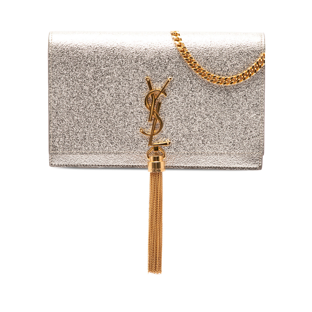 Saint Laurent Métallisé Kate Pompon Wallet on Chain Cuir de veau
