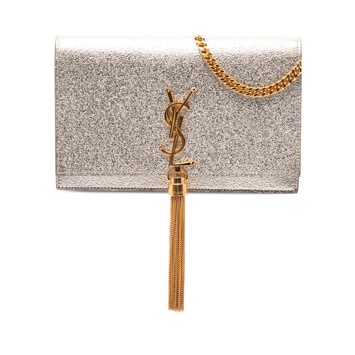 Saint Laurent Métallisé Kate Pompon Wallet on Chain Cuir de veau