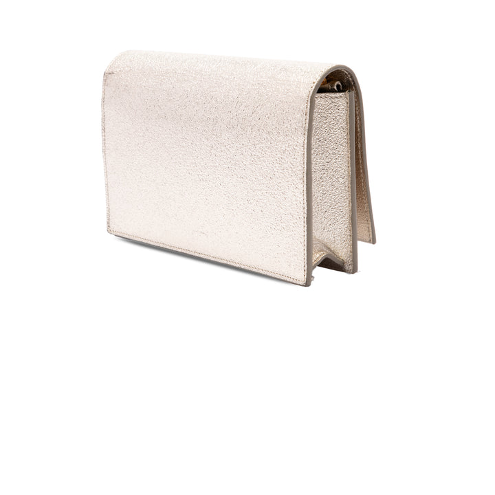 Saint Laurent Métallisé Kate Pompon Wallet on Chain Cuir de veau